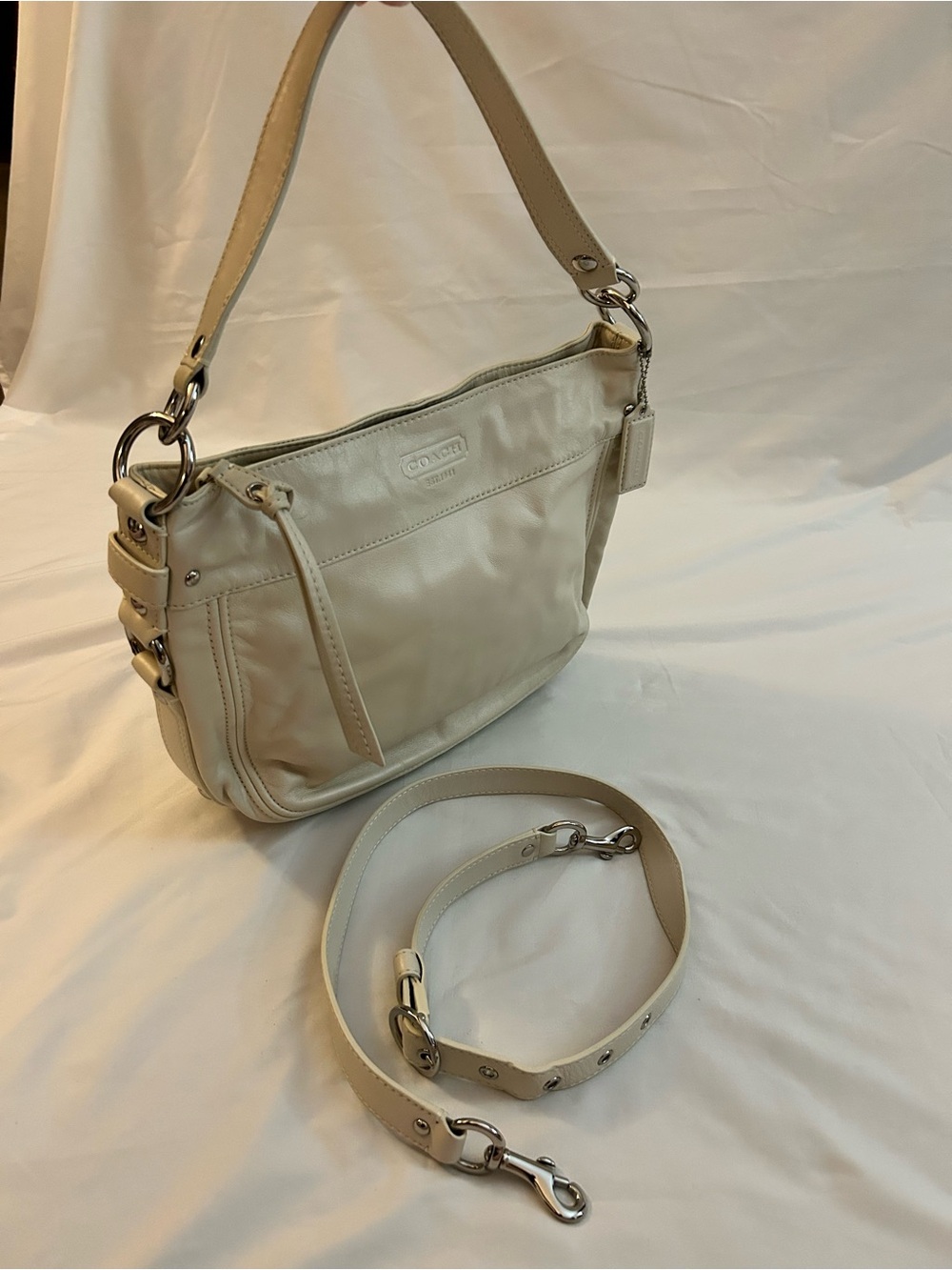 Coach Zoe in Pearlized White Leather